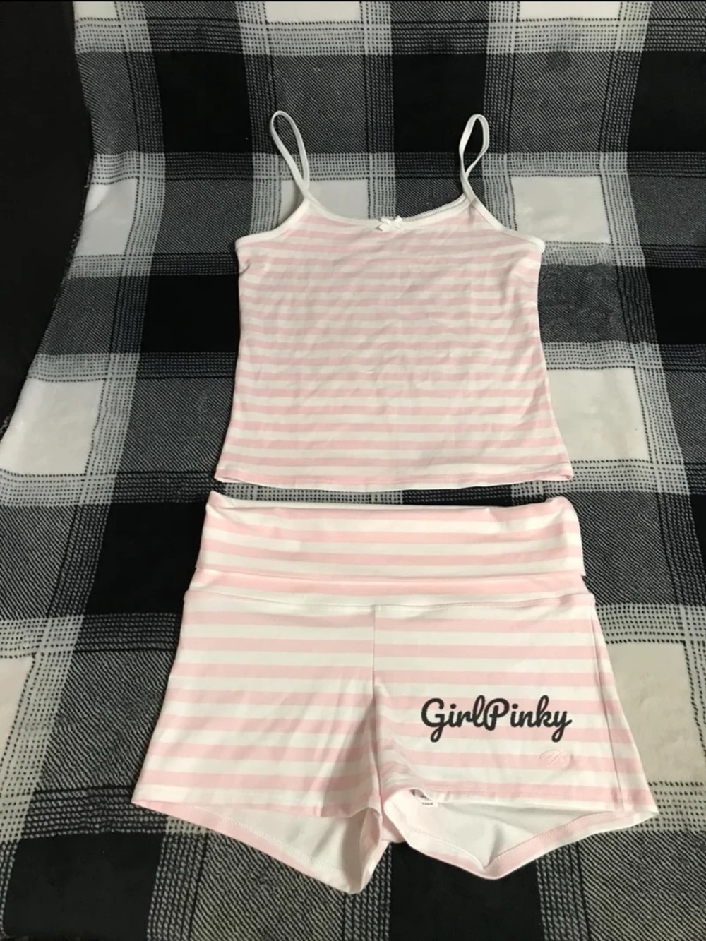 VS PINK BY FRANKIE’S JADE COTTON TANK & BROOKLYN SHORTS SET SIZES LARGE & M/L